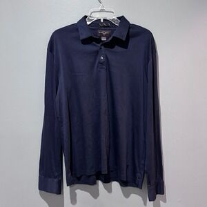 Black Brown 1826 Mens XL Navy Blue Long Sleeve 100% Cotton Polo Shirt